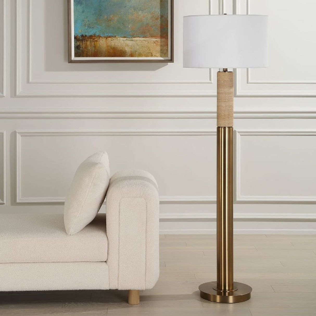 Travertine Column Floor Lamp | Uttermost Knox - www.oroa.com