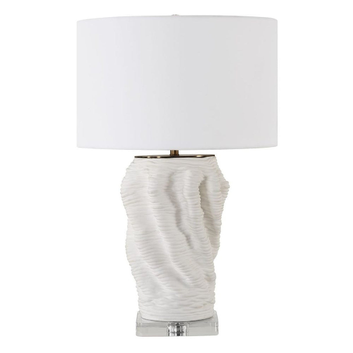 Organic-Shaped White Ceramic Table Lamp by Uttermost Stratified, alternate view 3