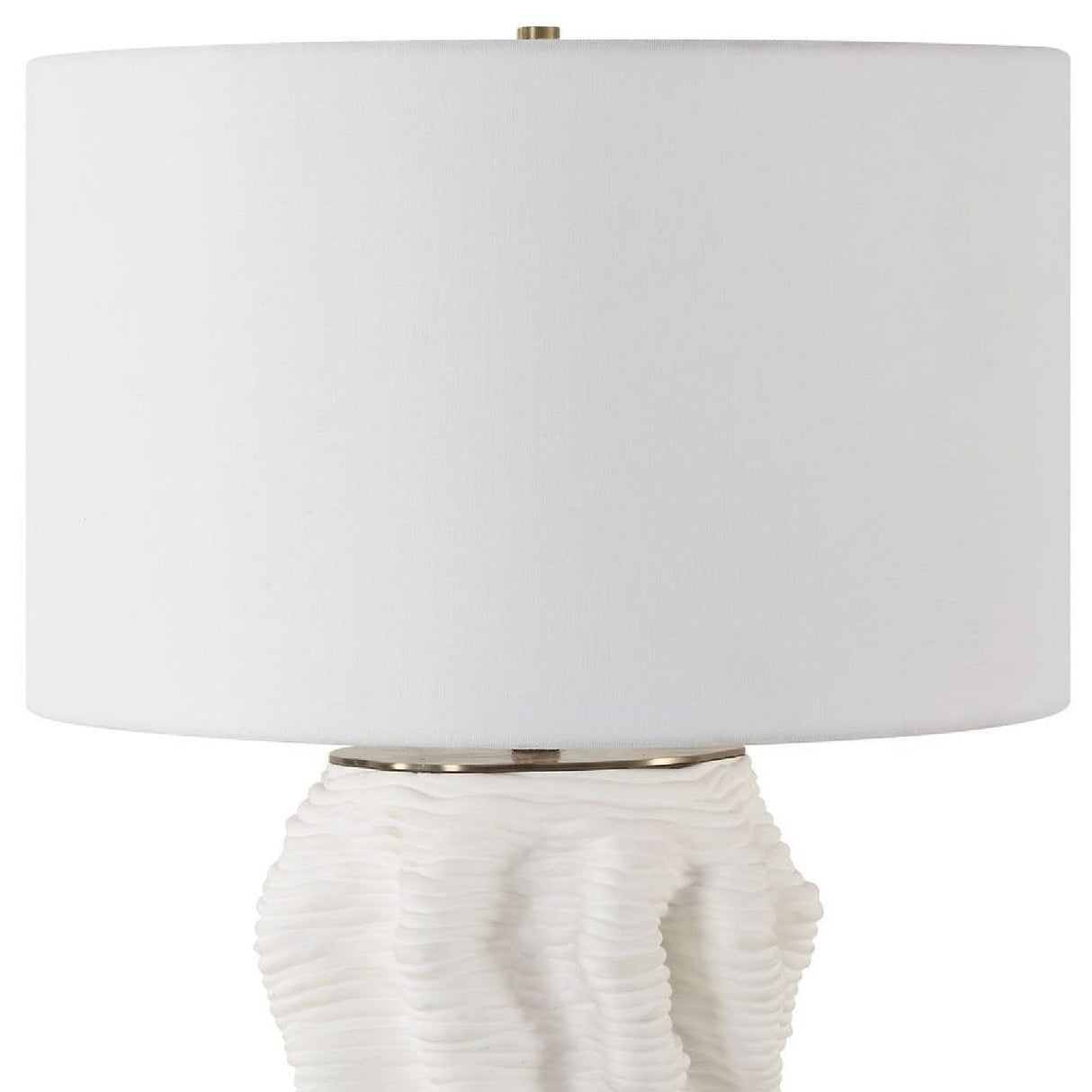 Organic-Shaped White Ceramic Table Lamp by Uttermost Stratified, alternate view 4