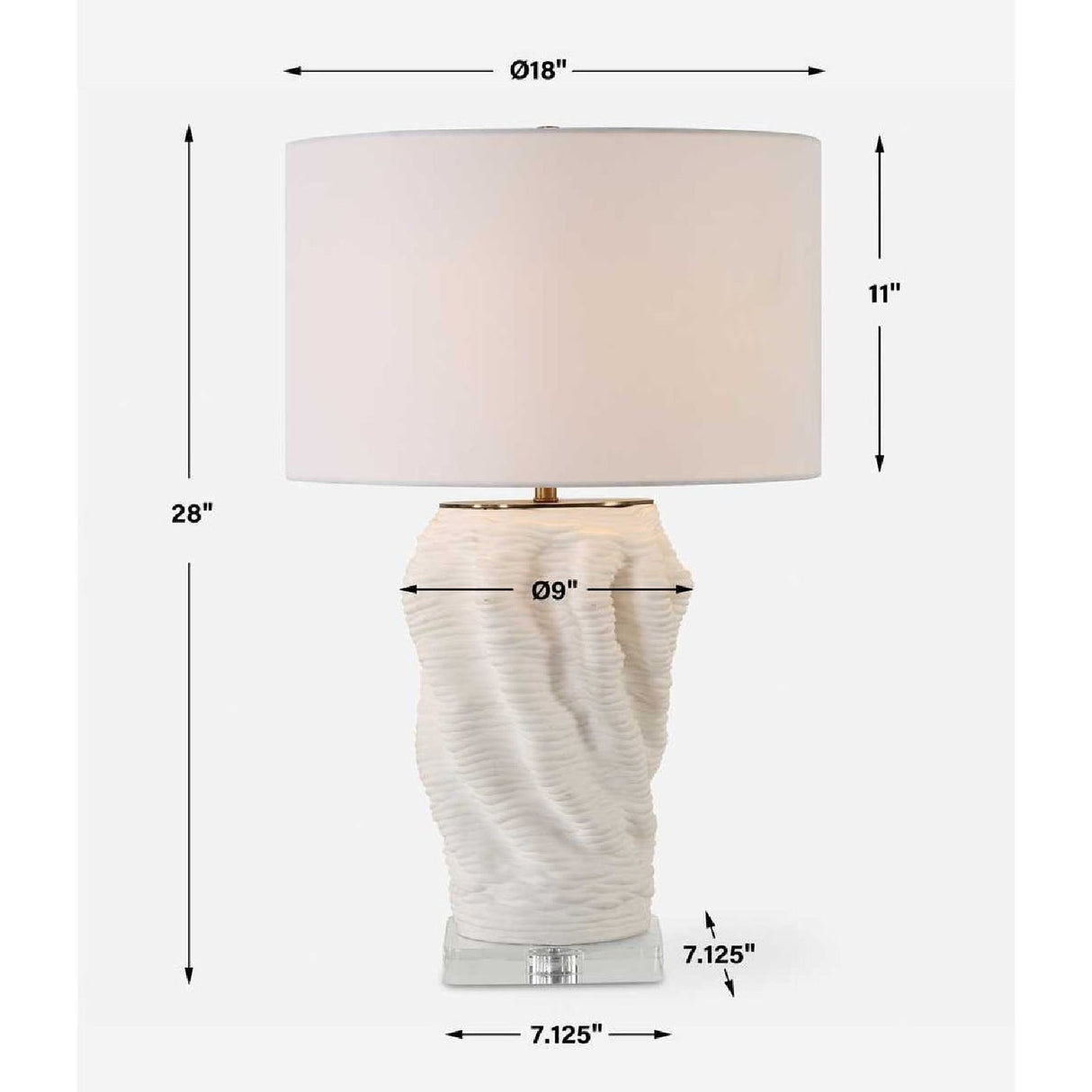 Organic-Shaped White Ceramic Table Lamp by Uttermost Stratified, alternate view 7