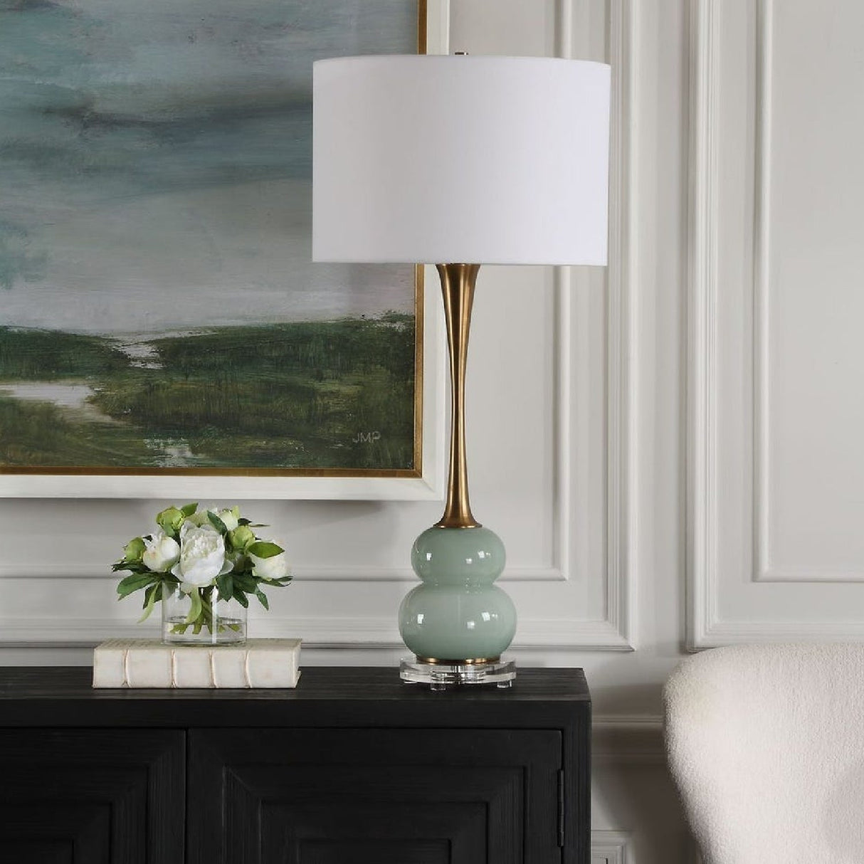 Modern European furniture - Modern European furniture - Gray Glass Table Lamp by Uttermost Sanctuary - www.oroa.com