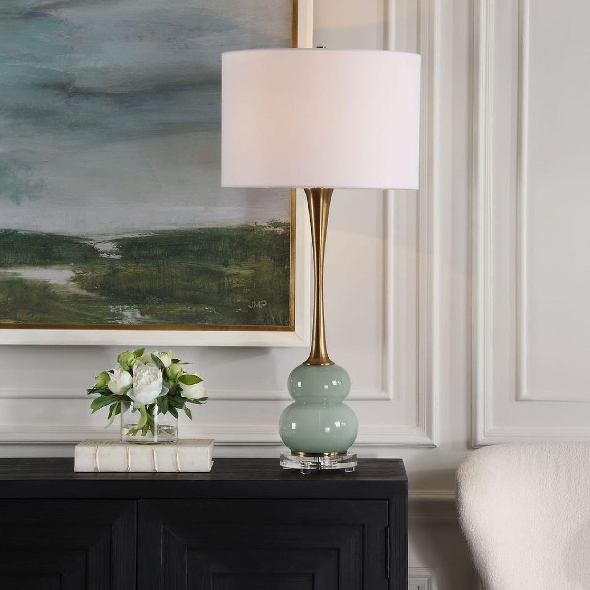 Modern European furniture - Modern European furniture - Gray Glass Table Lamp by Uttermost Sanctuary - www.oroa.com