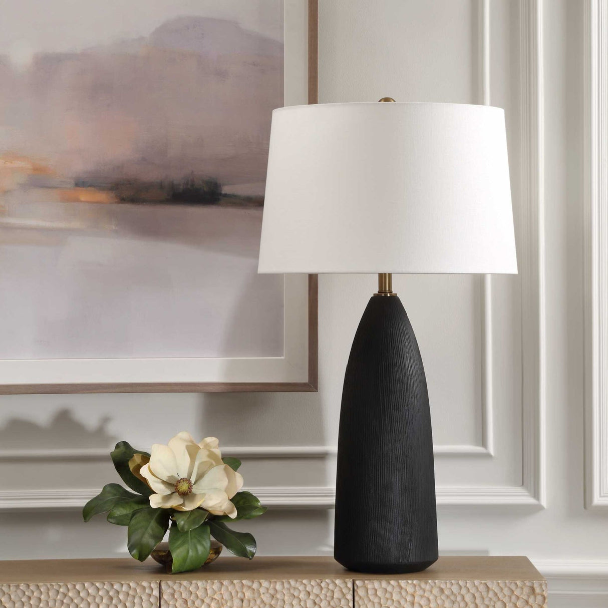 Modern European furniture - Textured Black Ceramic Table Lamp by Uttermost Jett - www.oroa.com