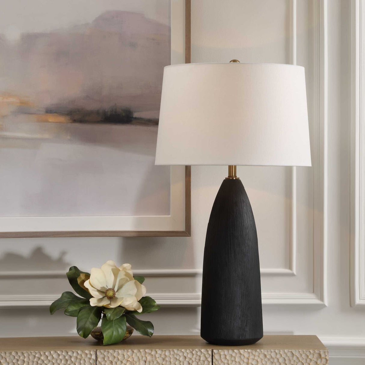 Modern European furniture - Textured Black Ceramic Table Lamp by Uttermost Jett - www.oroa.com