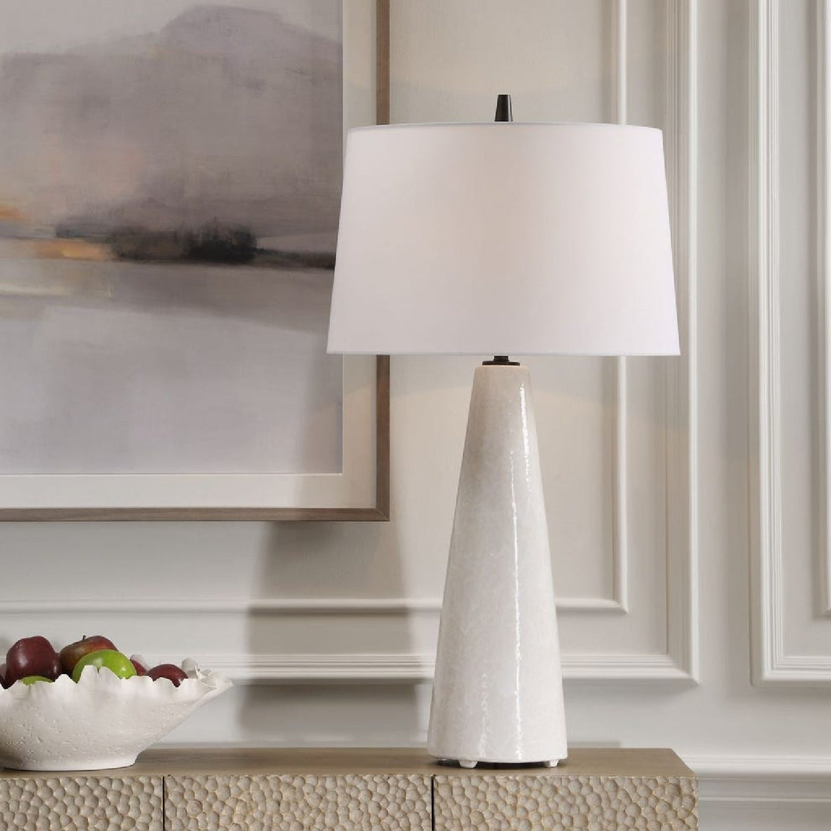 Modern European furniture - Cream Glazed Ceramic Table Lamp by Uttermost Loire - www.oroa.com
