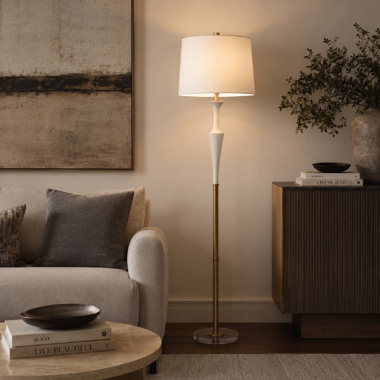 Modern European furniture - White Stone Floor Lamp - www.oroa.com