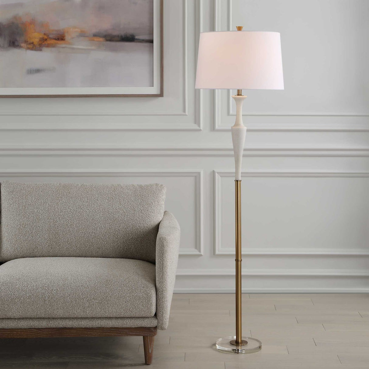 Modern European furniture - White Stone Floor Lamp - www.oroa.com