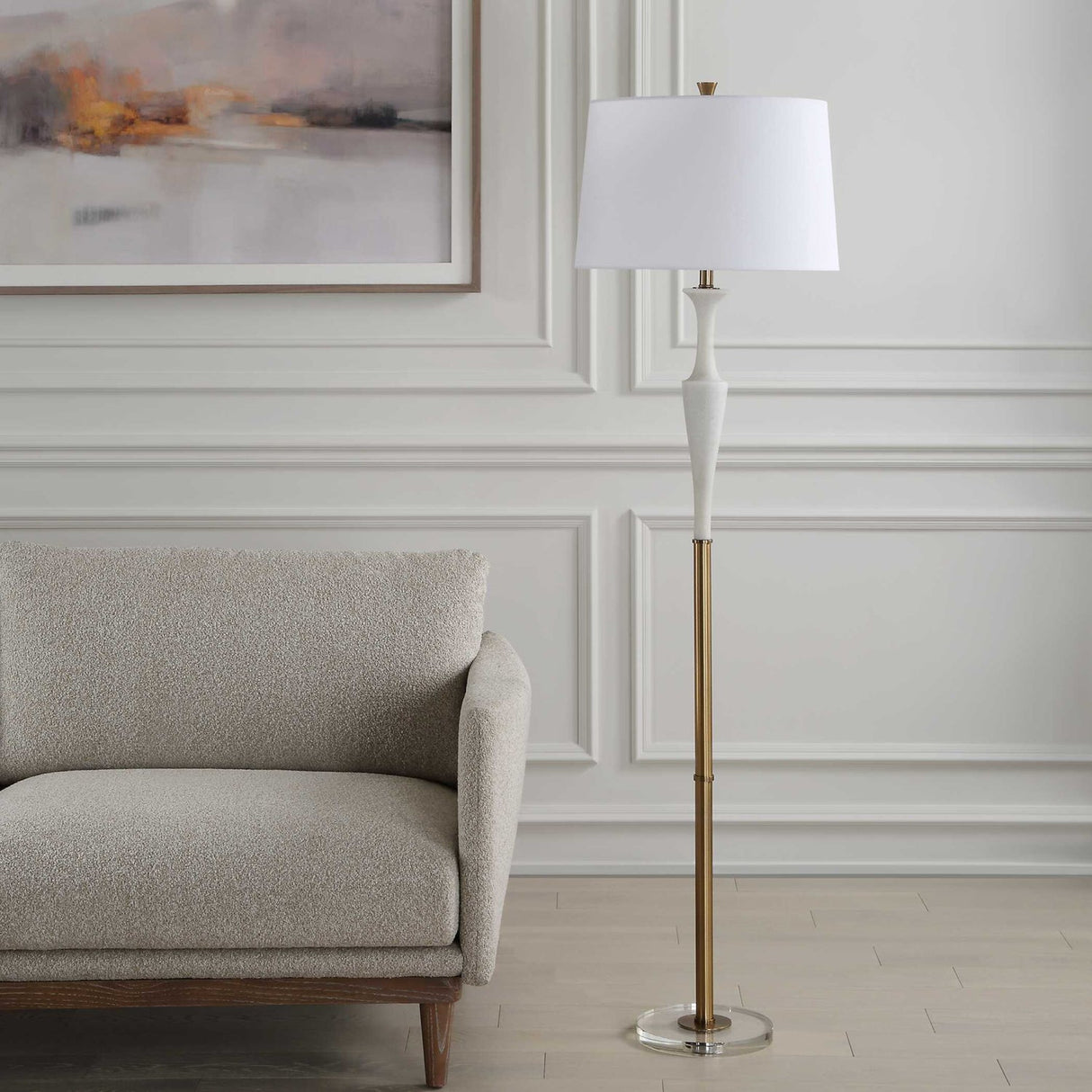 Modern European furniture - White Stone Floor Lamp - www.oroa.com