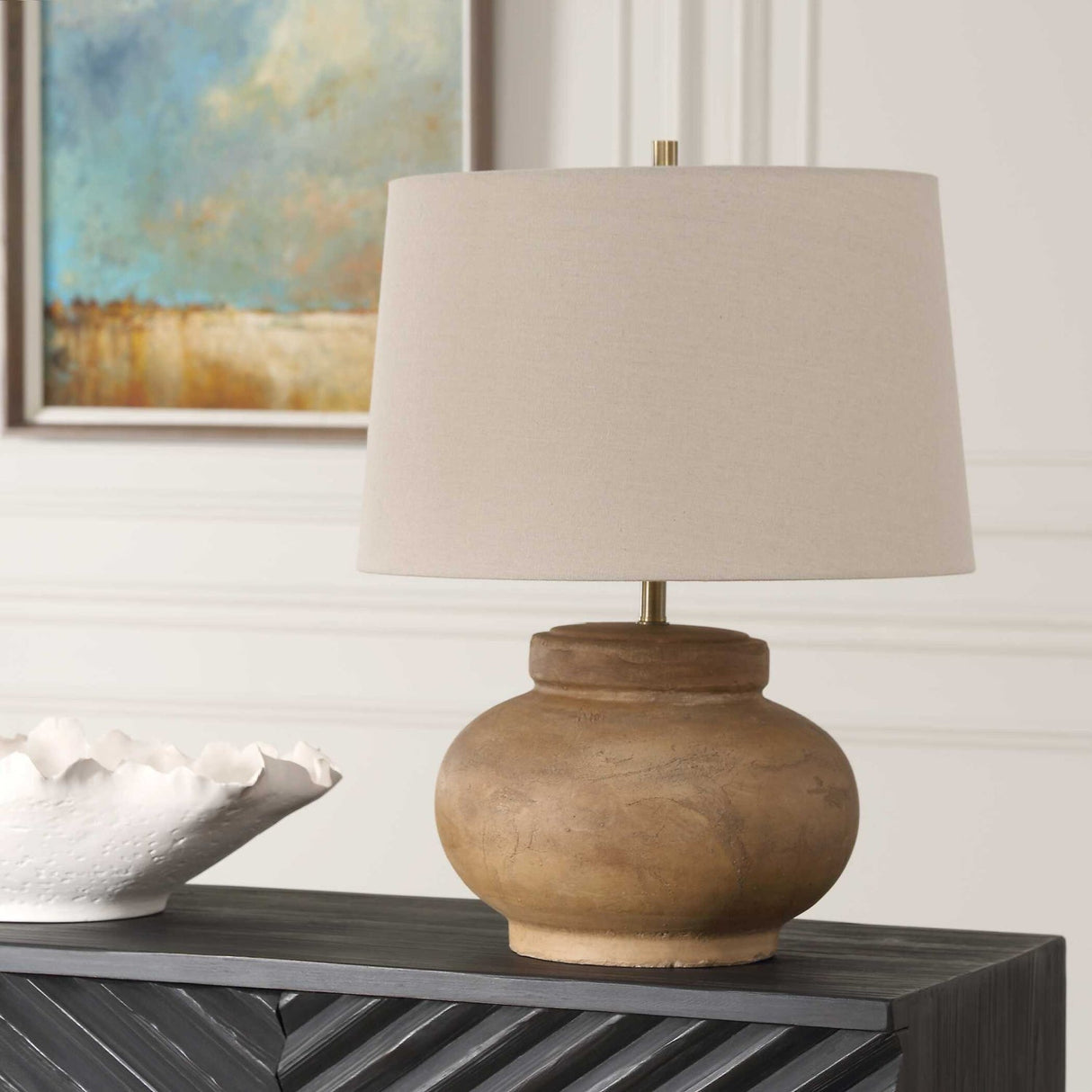 Distressed Terracotta Table Lamp by Uttermost Urbino, alternate view 7