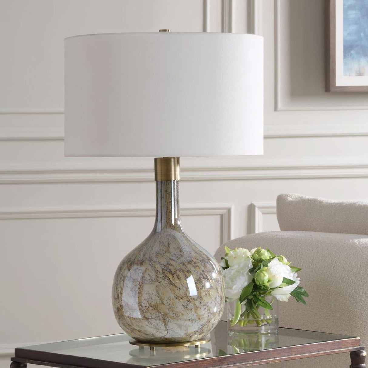 Seeded Glass Table Lamp by Uttermost Rhine, alternate view 8