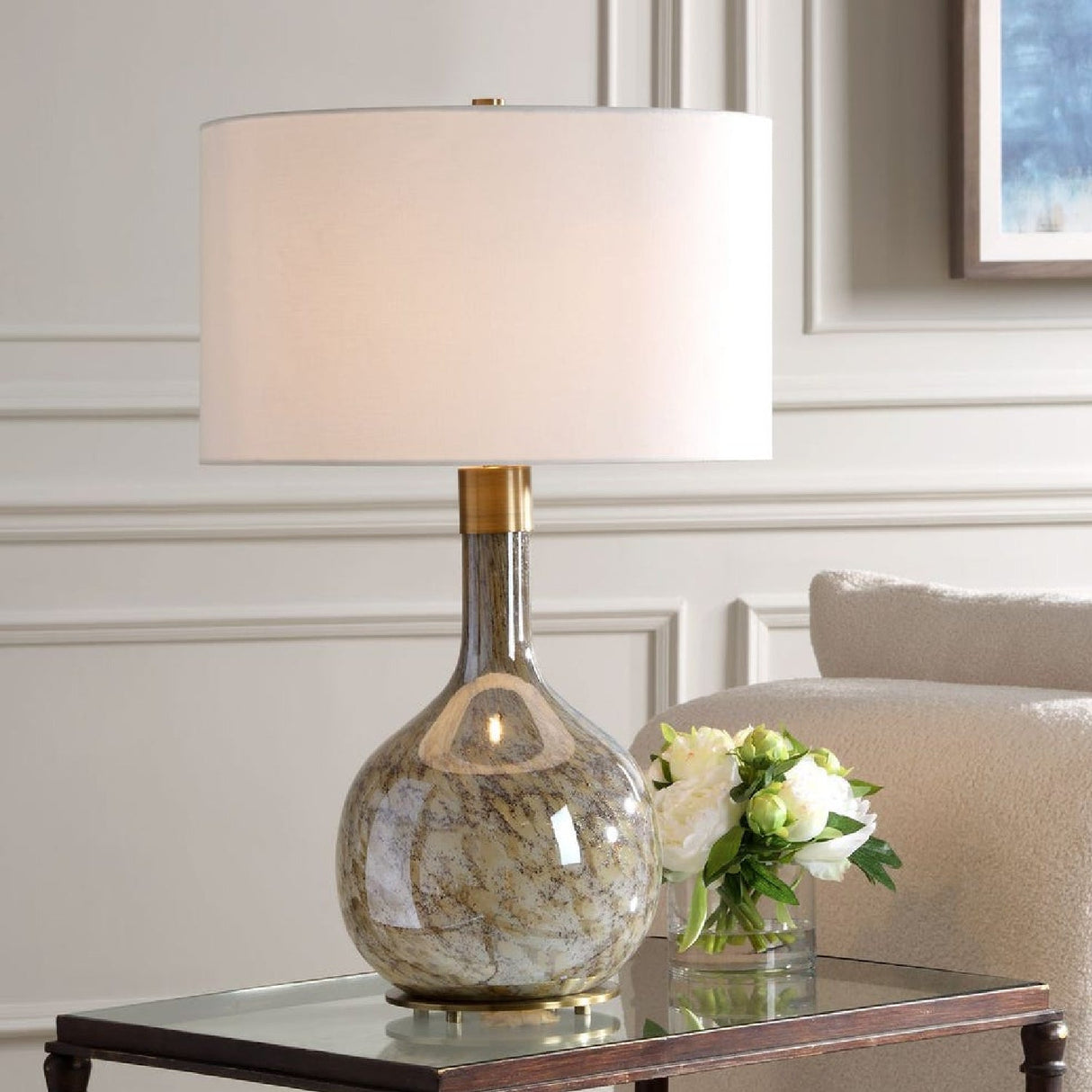 Seeded Glass Table Lamp by Uttermost Rhine, alternate view 2