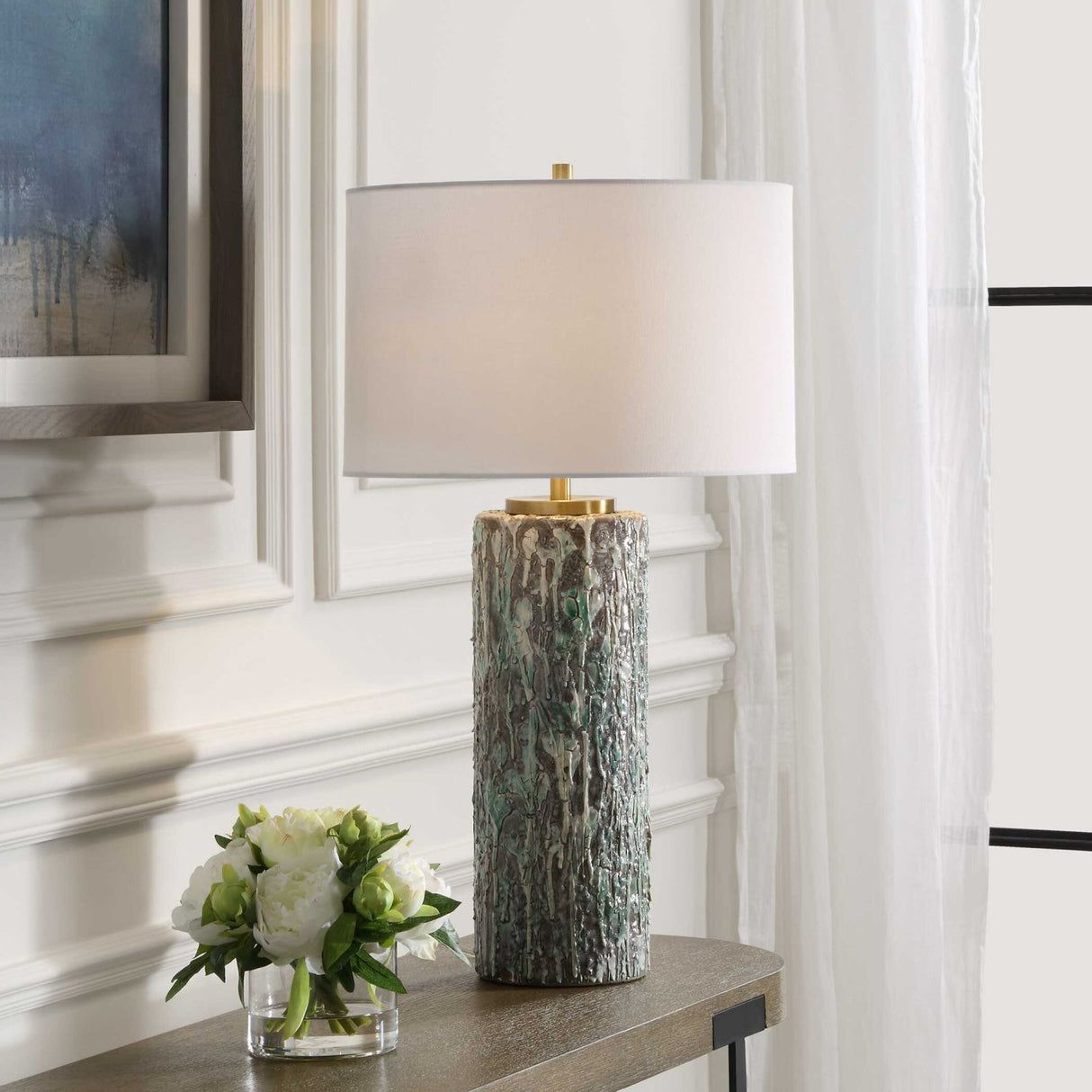 Crackled Ceramic Table Lamp by Uttermost Meltdown, alternate view 2