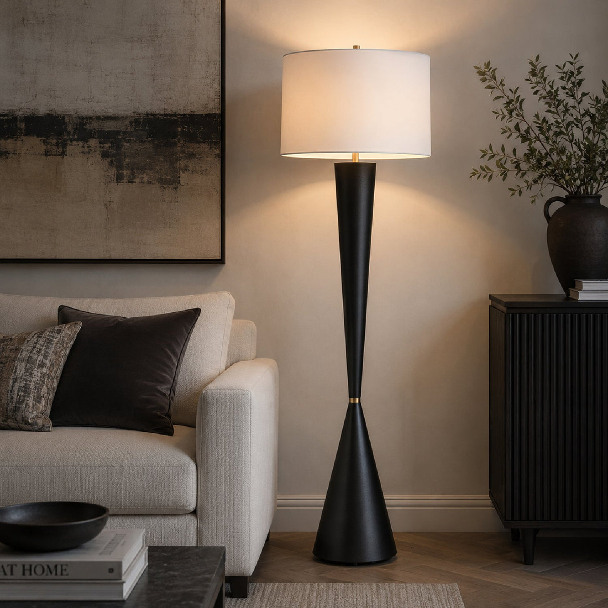 Modern European furniture - Black Iron Tapered Floor Lamp - www.oroa.com