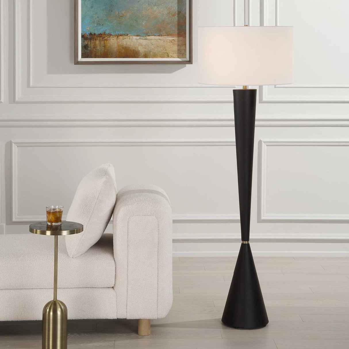 Modern European furniture - Black Iron Tapered Floor Lamp - www.oroa.com