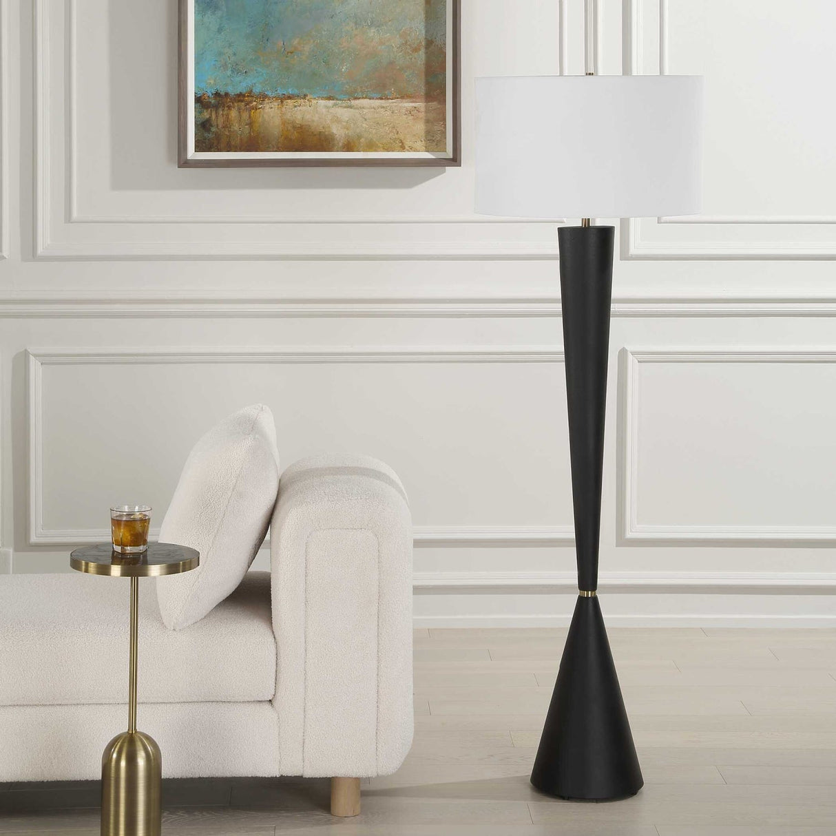 Modern European furniture - Black Iron Tapered Floor Lamp - www.oroa.com