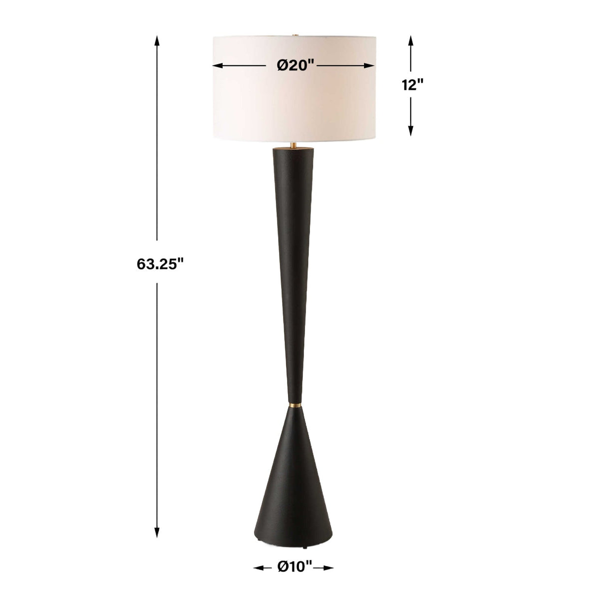 Modern European furniture - Black Iron Tapered Floor Lamp - www.oroa.com