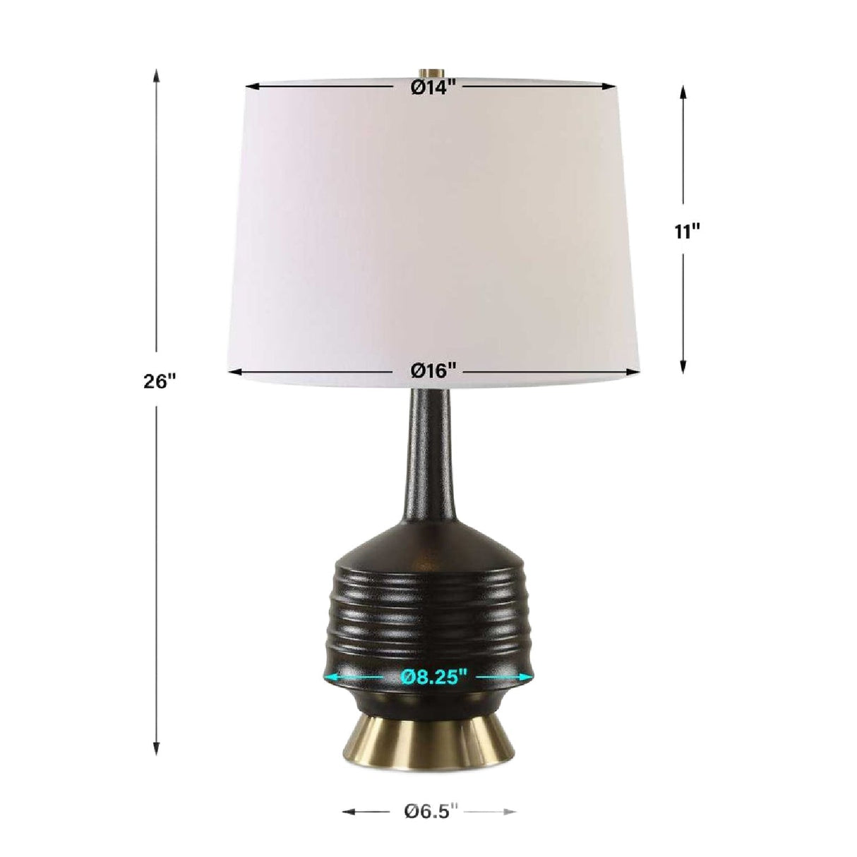 Modern European furniture - Black Ribbed Ceramic Table Lamp by Uttermost Foster - www.oroa.com