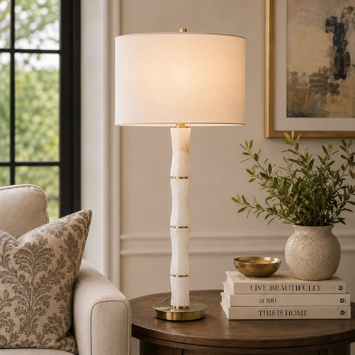 Modern European furniture - Polished Alabaster Table Lamp - www.oroa.com
