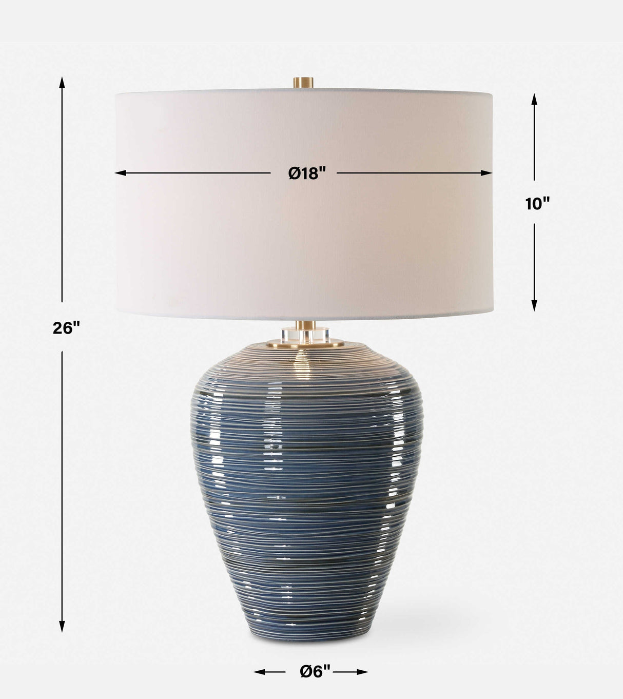 Modern European furniture - Ribbed Blue Ceramic Table Lamp - www.oroa.com