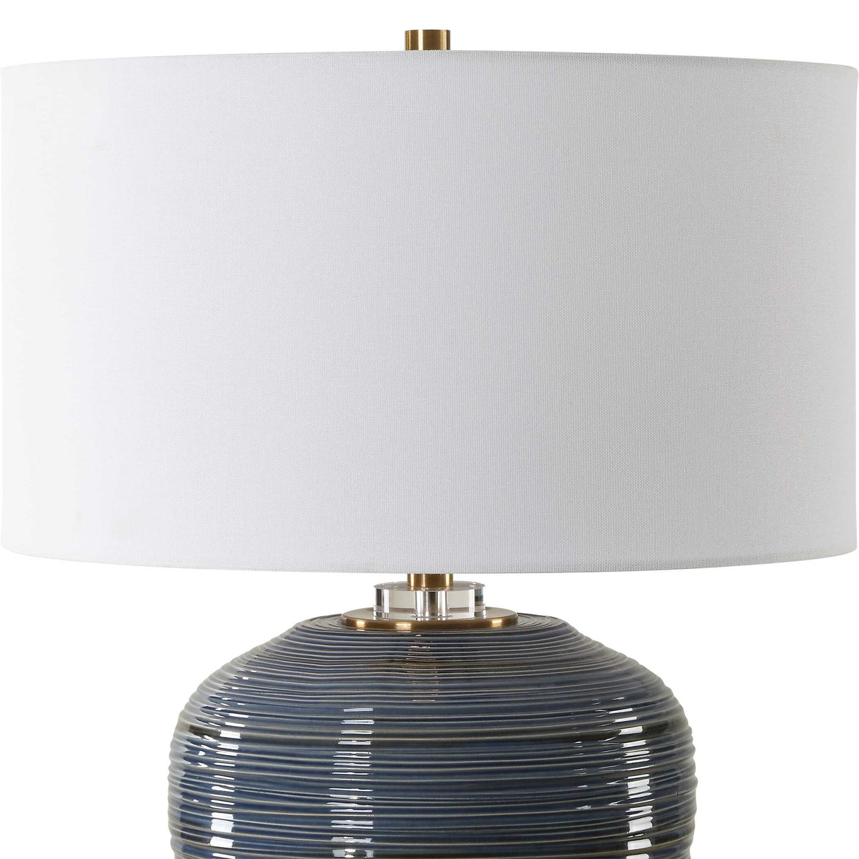 Modern European furniture - Ribbed Blue Ceramic Table Lamp - www.oroa.com