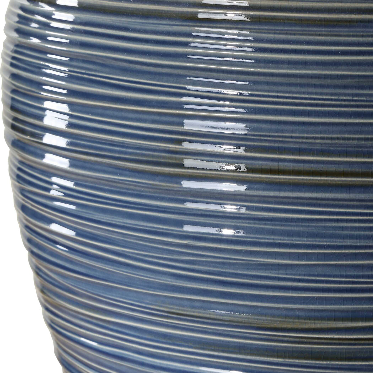 Modern European furniture - Ribbed Blue Ceramic Table Lamp - www.oroa.com