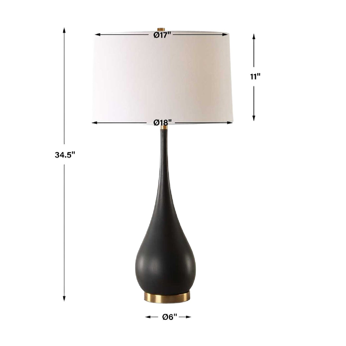 Black Teardrop-Shaped Table Lamp by Uttermost Nocturnal, alternate view 4