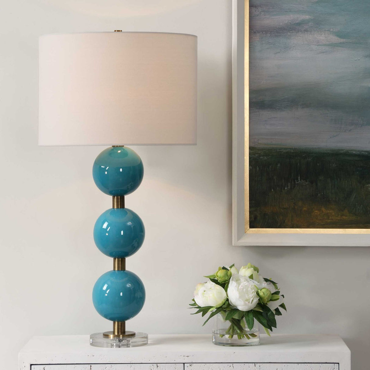 Blue Ceramic Spheres Table Lamp by Uttermost Palawan, alternate view 2