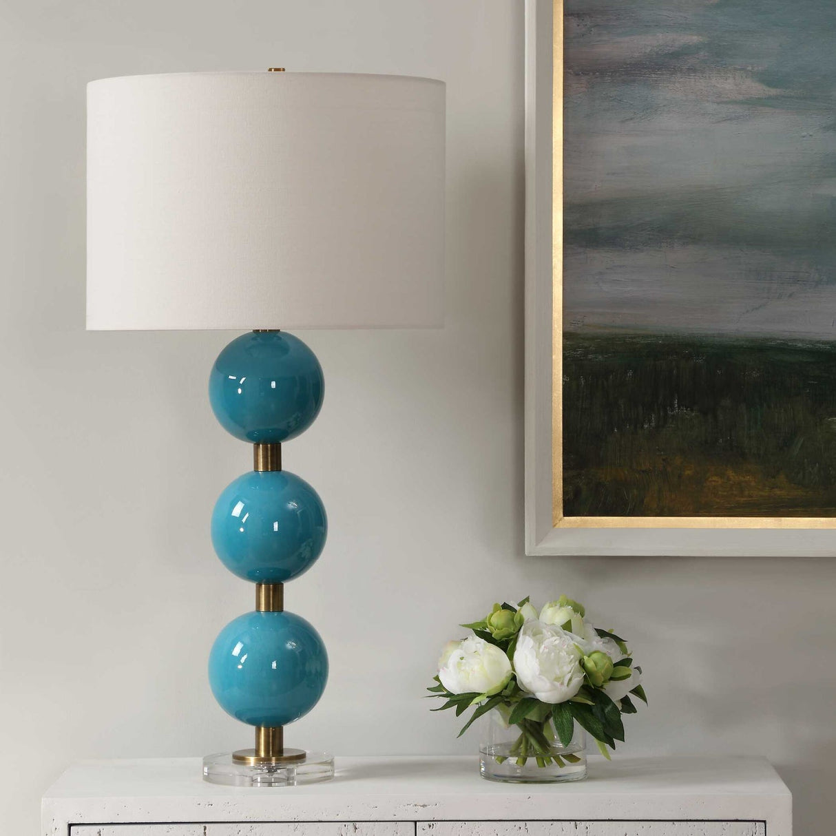Blue Ceramic Spheres Table Lamp by Uttermost Palawan, alternate view 7