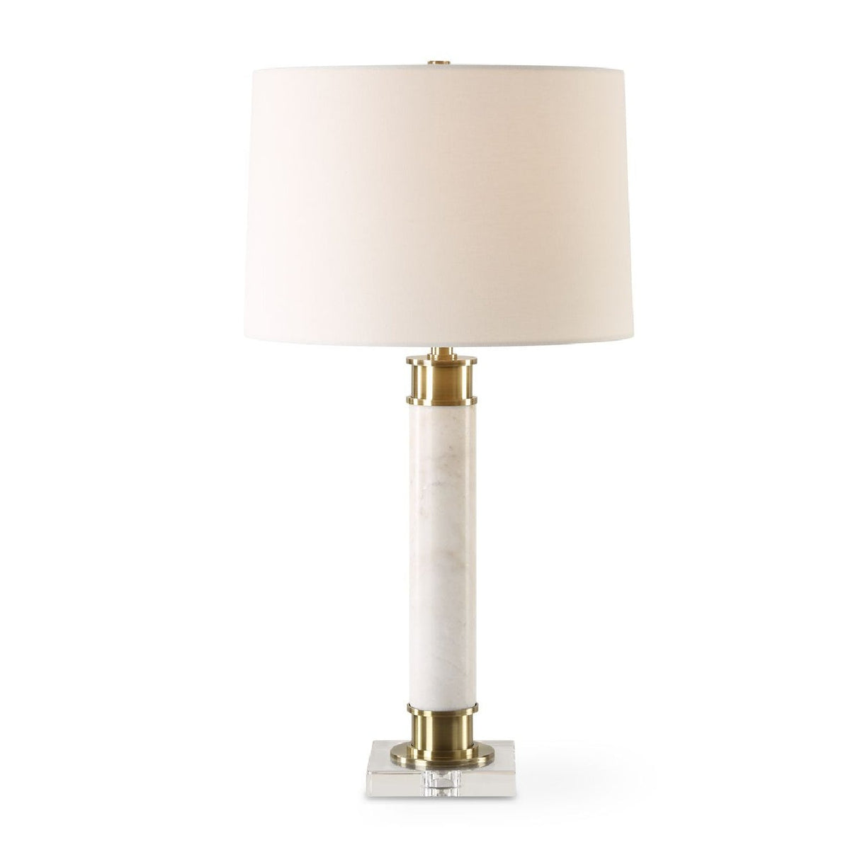 White Marble & Brass Table Lamp by Uttermost Avola, alternate view 4