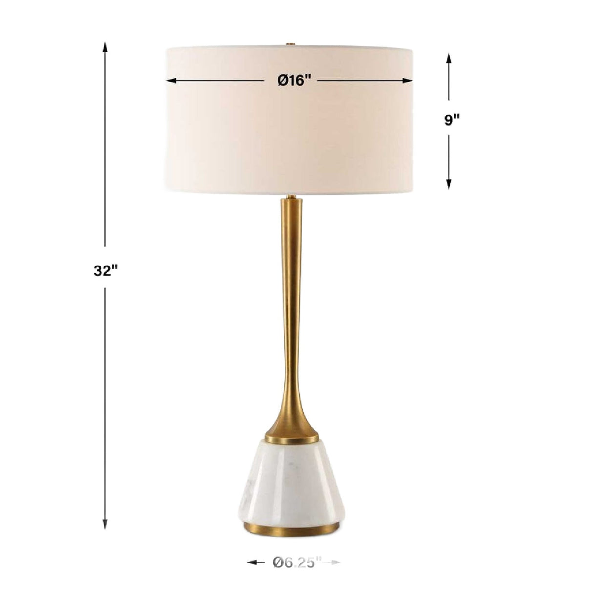 White Marble & Brass Table Lamp by Uttermost Avola, alternate view 5