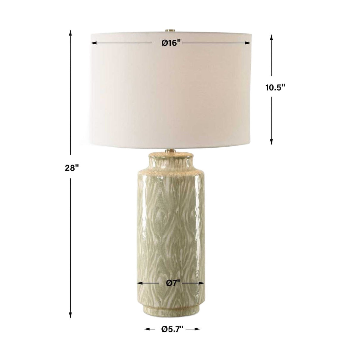 Patterned Cream Ceramic Table Lamp by Uttermost Laurel, alternate view 4