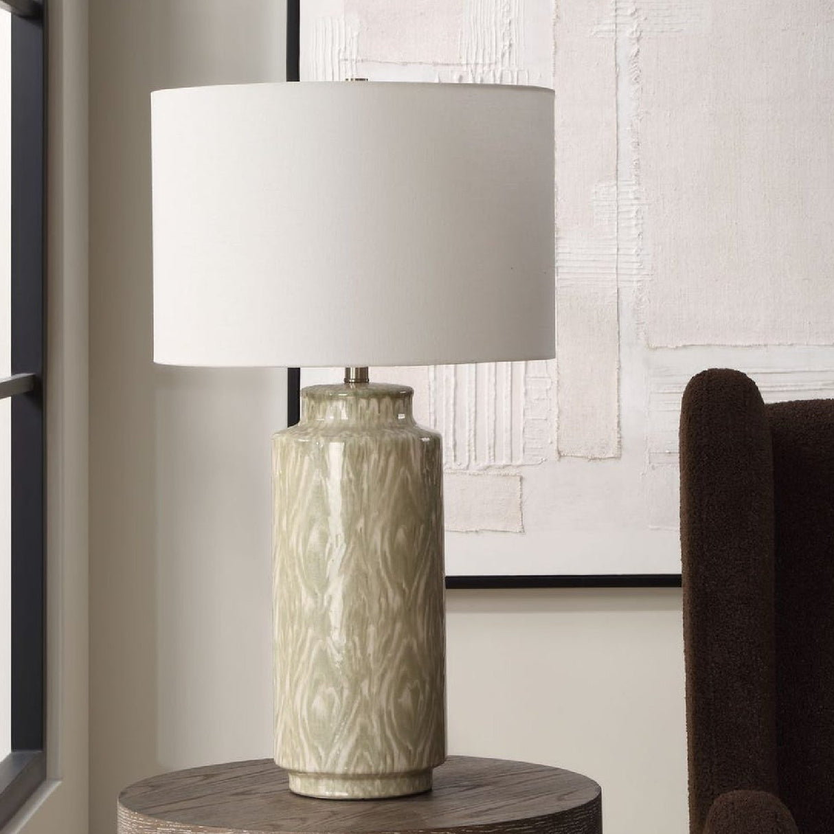 Patterned Cream Ceramic Table Lamp by Uttermost Laurel, alternate view 5