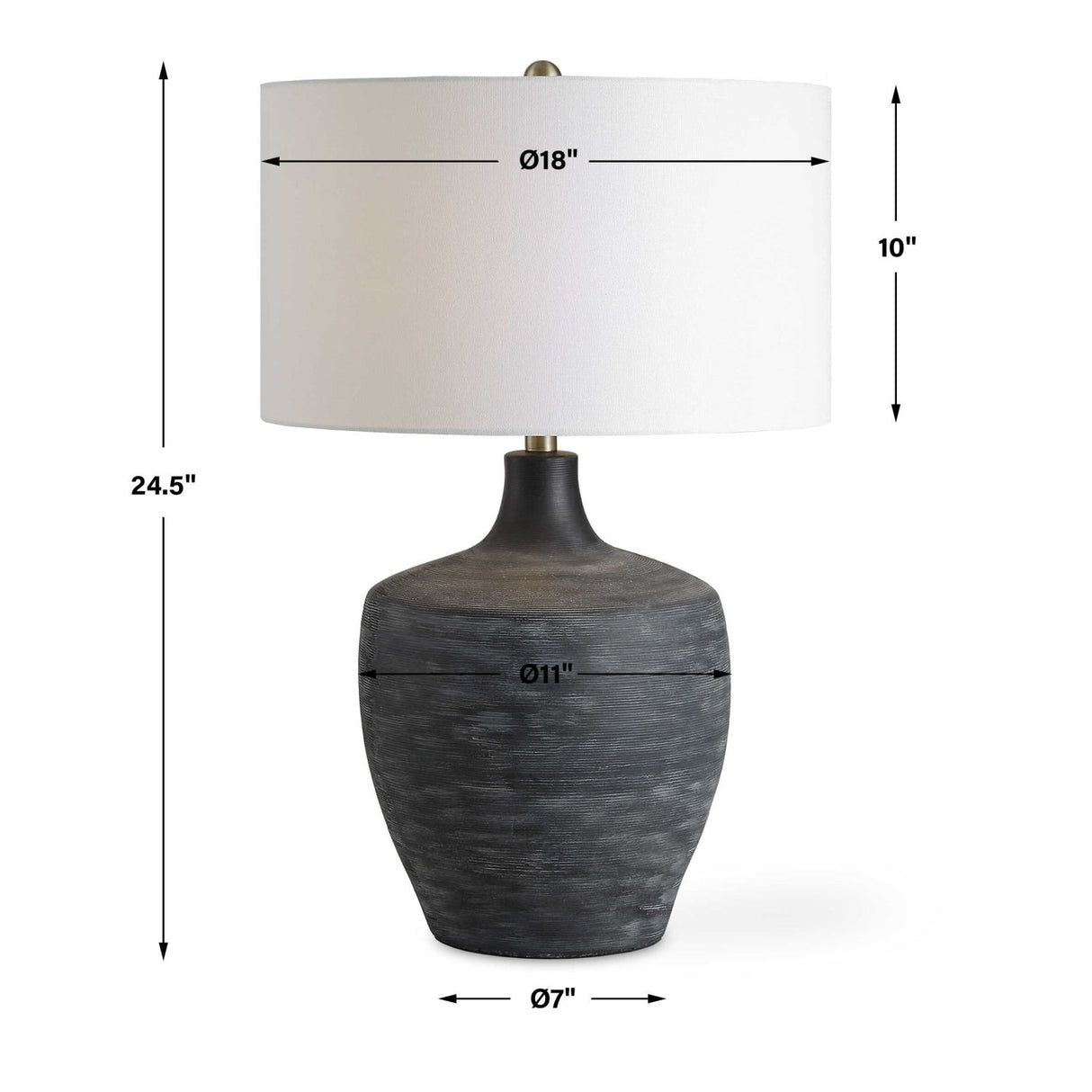 Modern European furniture - Ribbed Gray Ceramic Table Lamp by Uttermost Graphite - www.oroa.com
