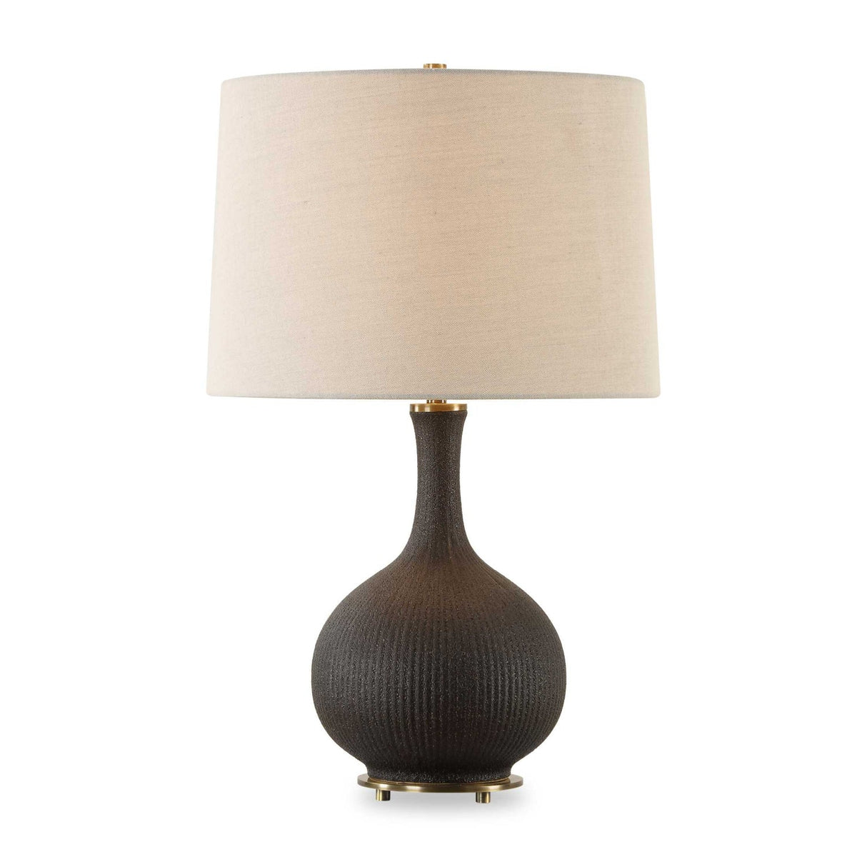 Ribbed Black Ceramic Table Lamp by Uttermost Rimini
