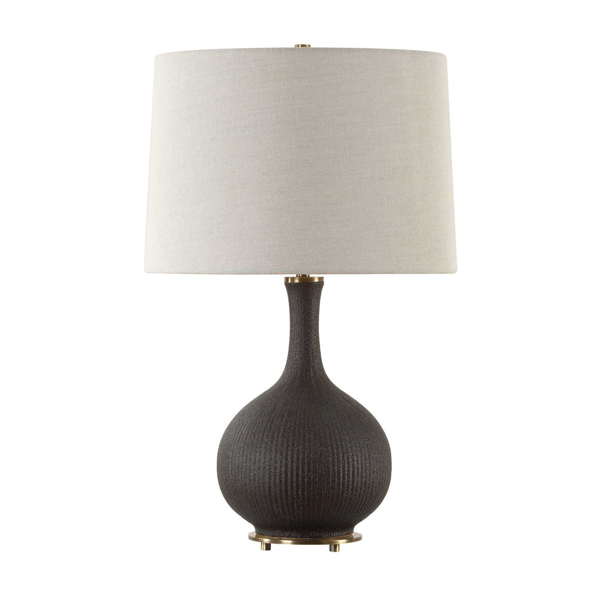 Ribbed Black Ceramic Table Lamp by Uttermost Rimini, alternate view 3