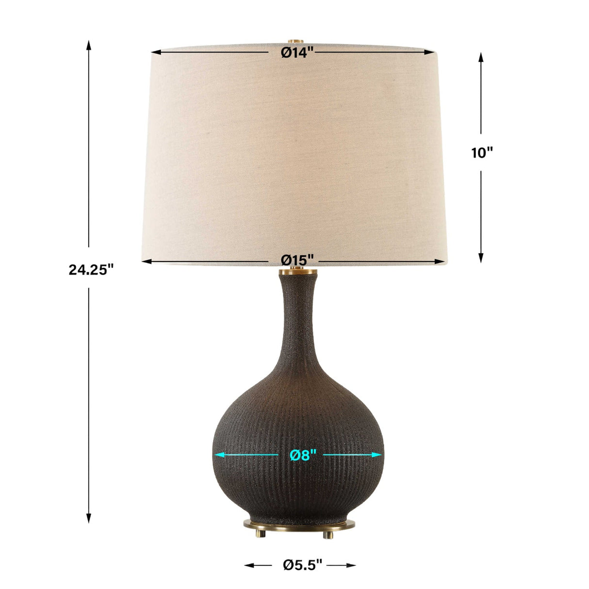 Ribbed Black Ceramic Table Lamp by Uttermost Rimini, alternate view 9
