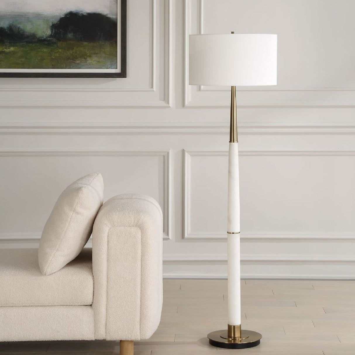 White Marble Column Floor Lamp | Uttermost Faro