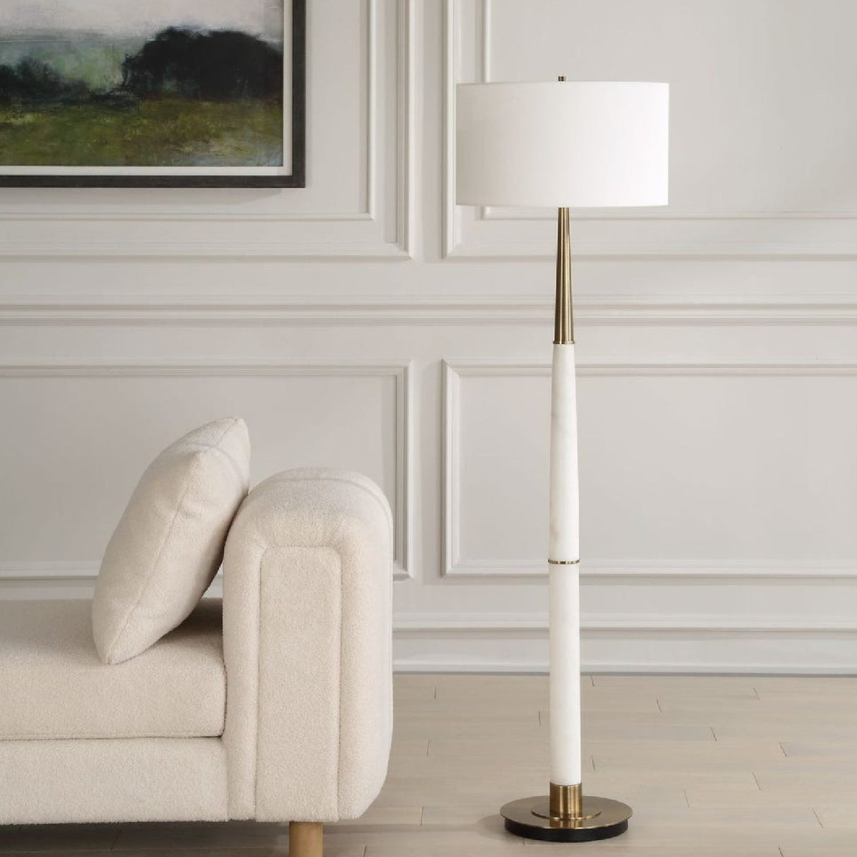 White Marble Column Floor Lamp by Uttermost Faro, alternate view 8