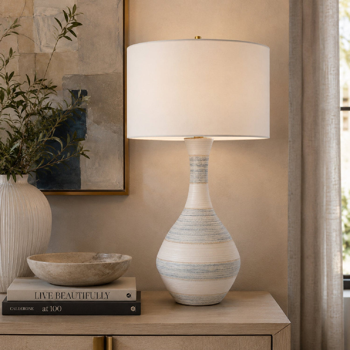 Modern European furniture - Stripes Ceramic Table Lamp by Uttermost Potter - www.oroa.com