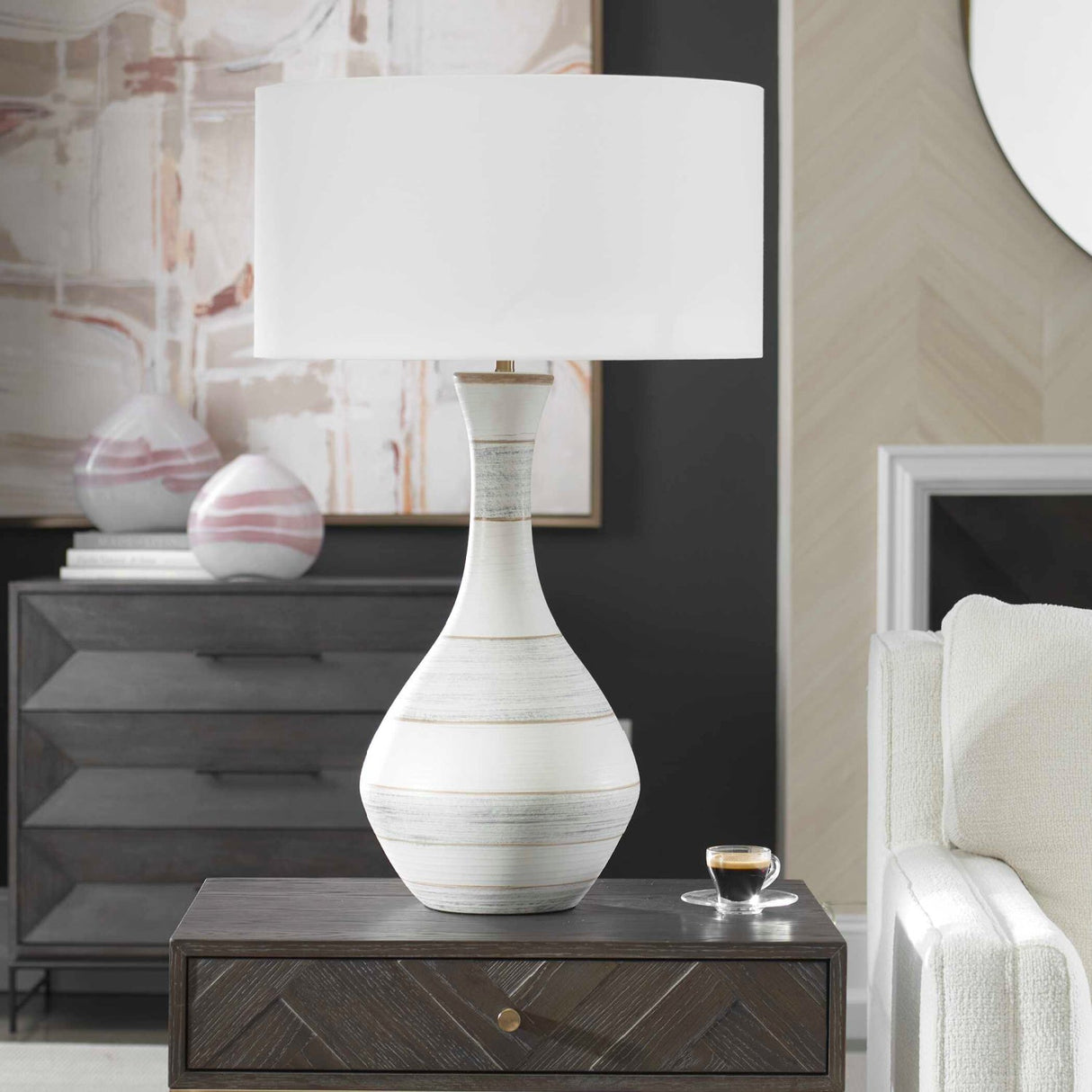Modern European furniture - Stripes Ceramic Table Lamp by Uttermost Potter - www.oroa.com