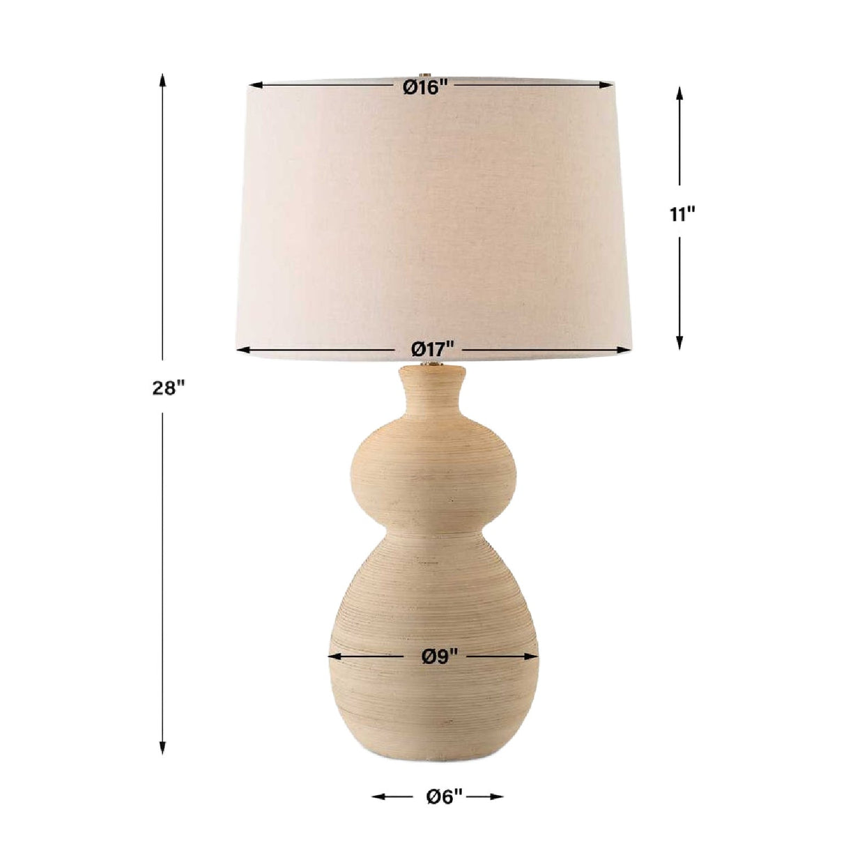 Beige Textured Ceramic Table Lamp by Uttermost Pueblo, alternate view 4