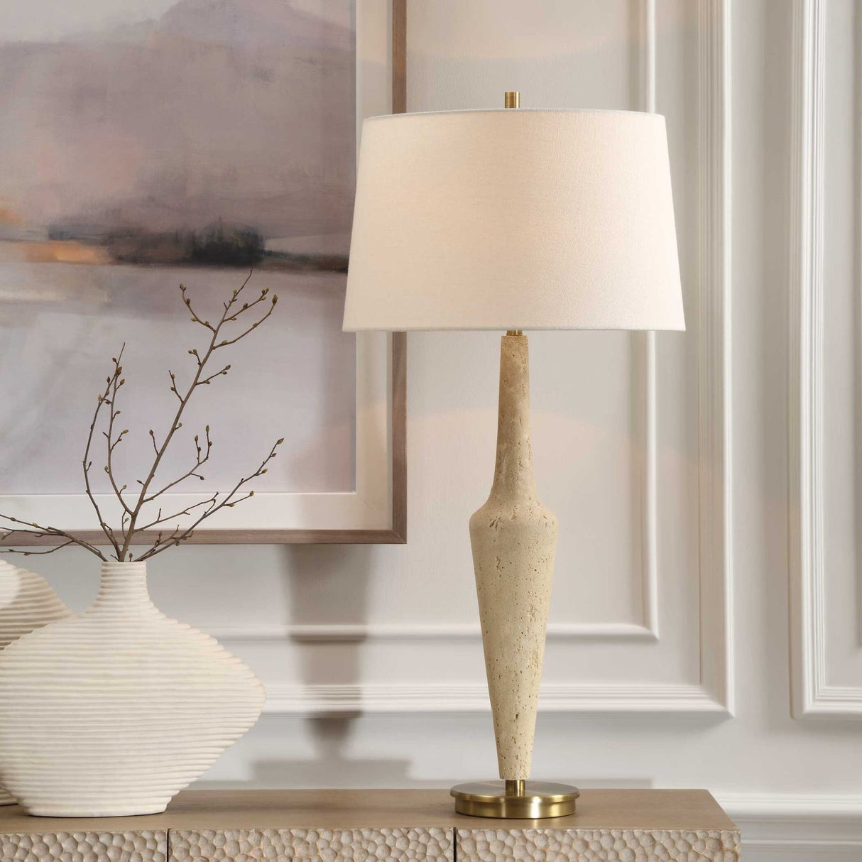 Travertine Inspired Table Lamp by Uttermost Juliet, alternate view 2