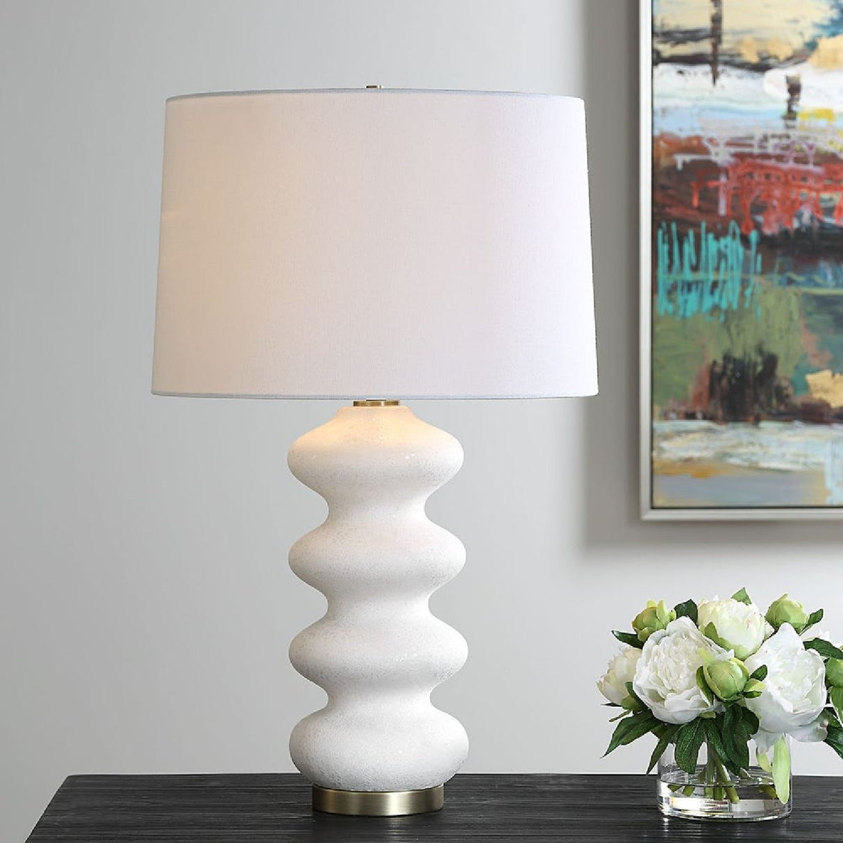 White Porcelain Table Lamp by Uttermost Liora, alternate view 2