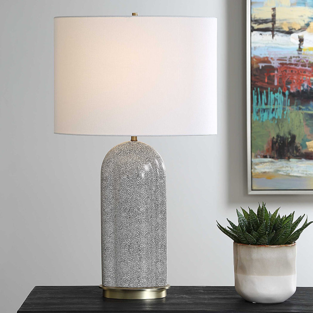 Modern European furniture - White Dotted Porcelain Table Lamp by Uttermost Dapple - www.oroa.com