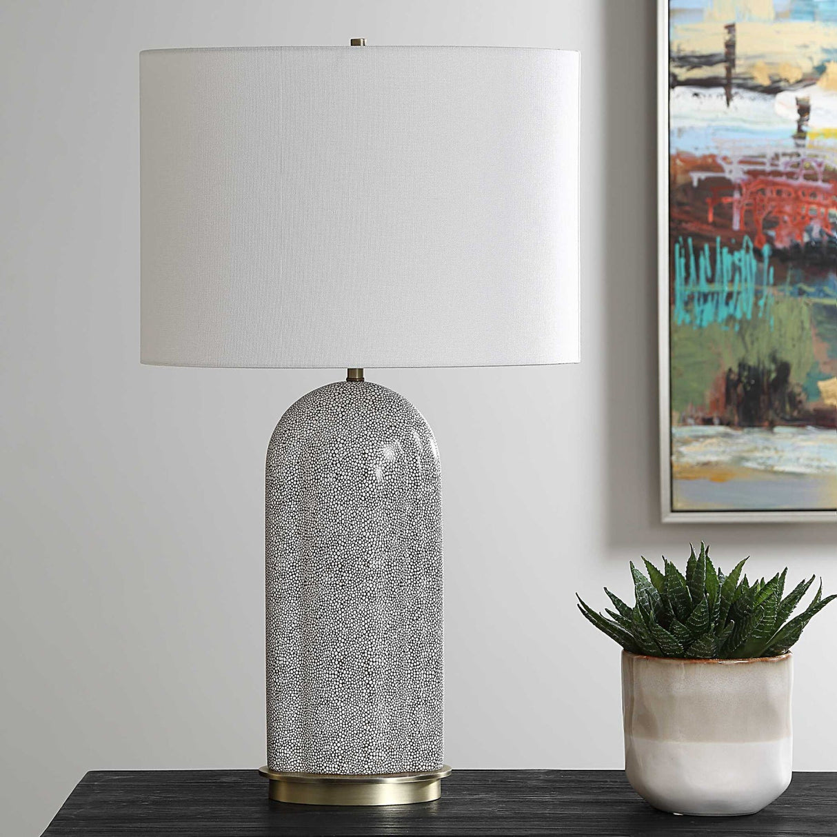 Modern European furniture - White Dotted Porcelain Table Lamp by Uttermost Dapple - www.oroa.com