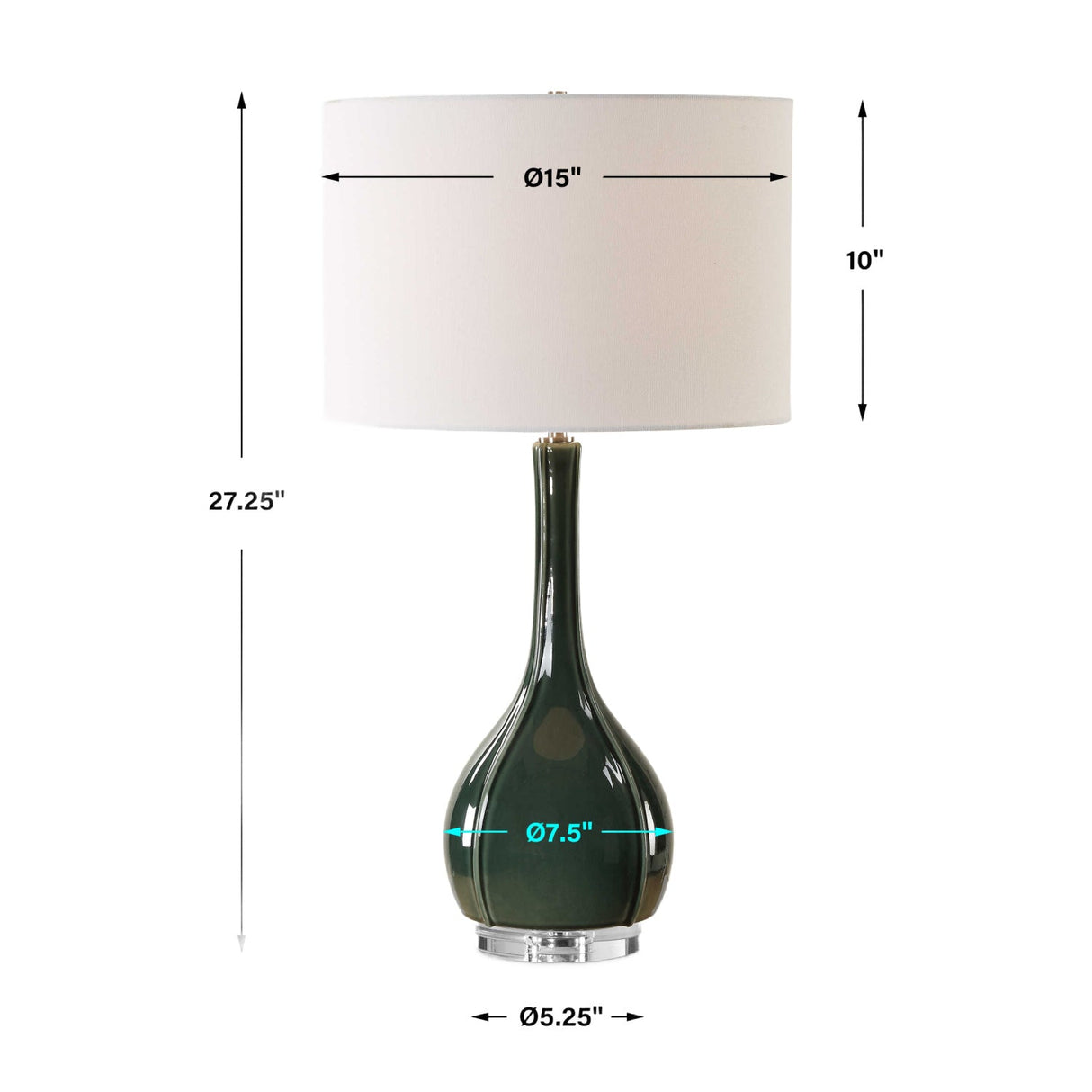 Modern European furniture - Green Ceramic Fluted Table Lamp by Uttermost Essex - www.oroa.com