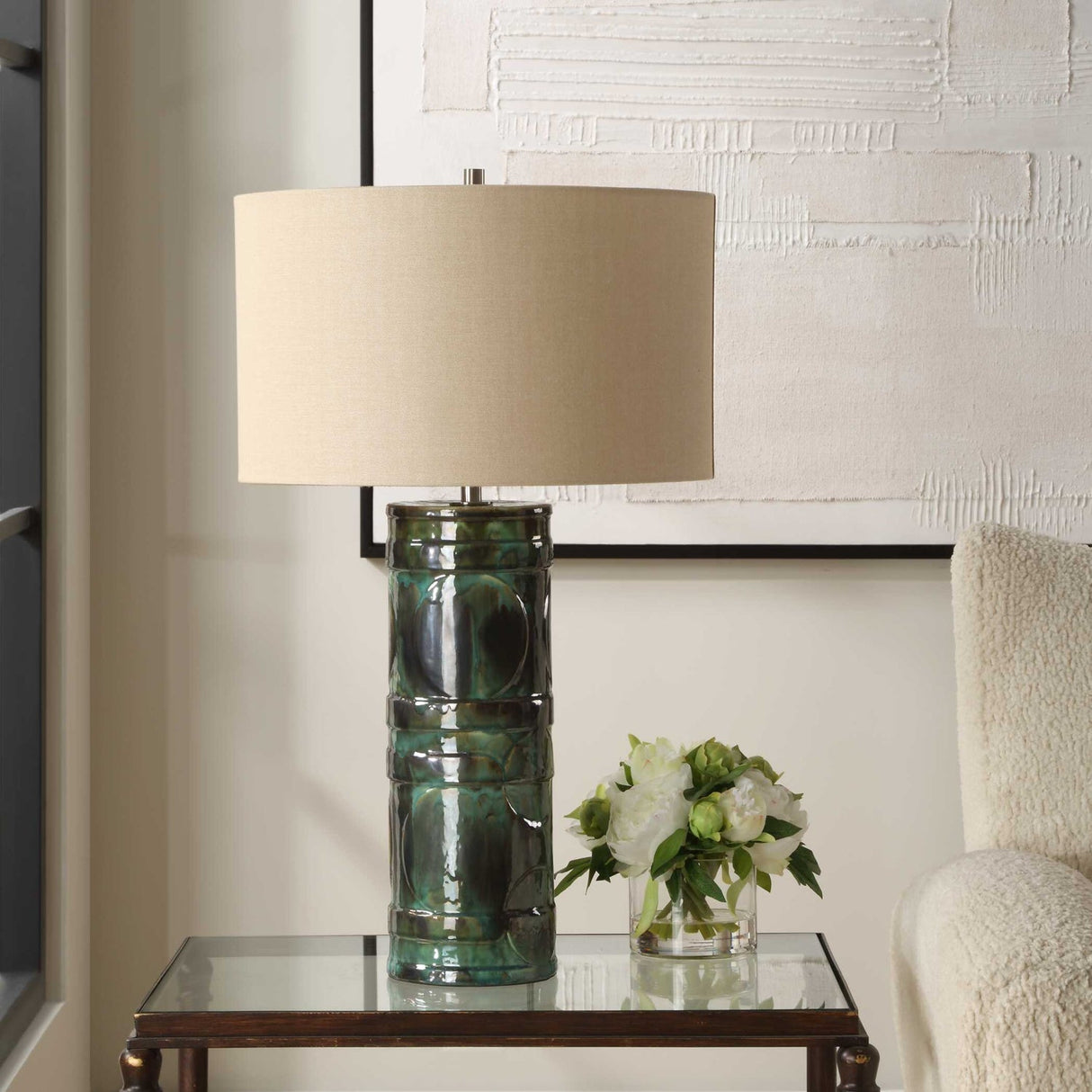 Modern European furniture - Green Glazed Ceramic Table Lamp by Uttermost Loch - www.oroa.com