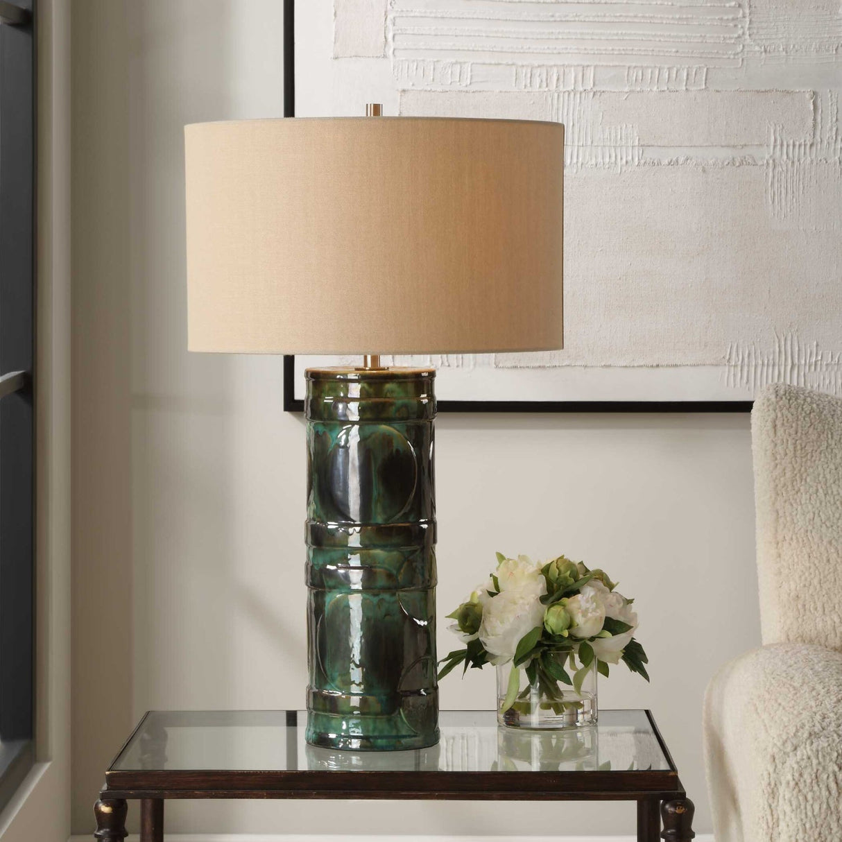 Modern European furniture - Green Glazed Ceramic Table Lamp by Uttermost Loch - www.oroa.com