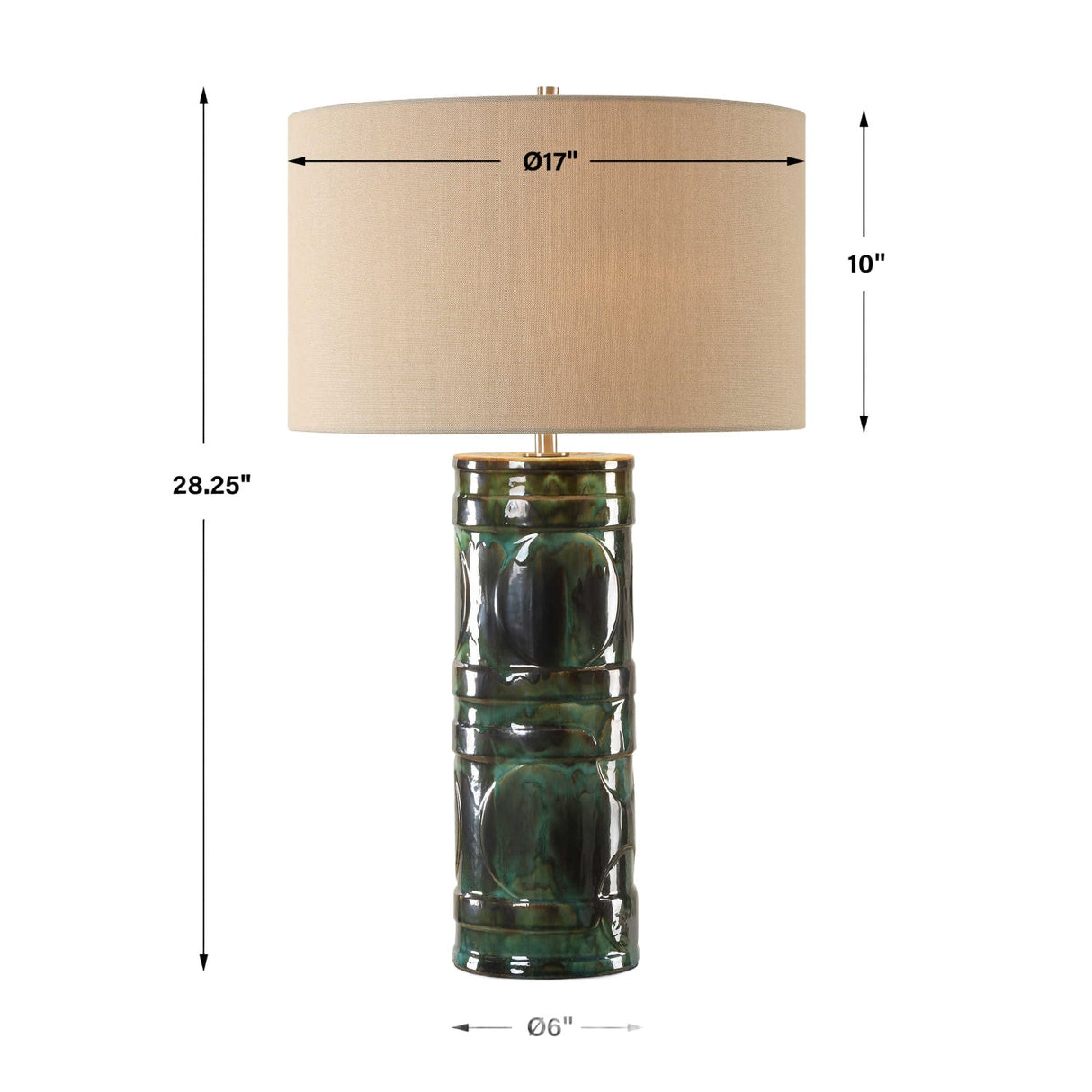 Modern European furniture - Green Glazed Ceramic Table Lamp by Uttermost Loch - www.oroa.com