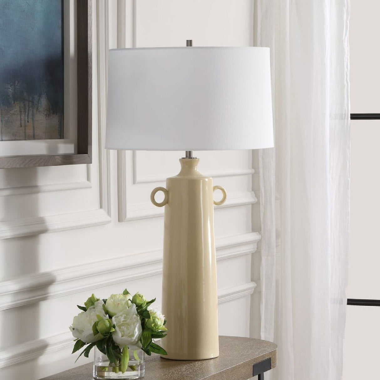 Crackled Yellow Ceramic Table Lamp by Uttermost Florero, alternate view 7